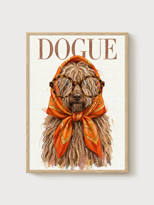 Dogue Poodle Portrait Print poster in oak frame