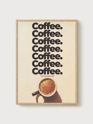 Retro Coffee Typography Poster poster in oak frame