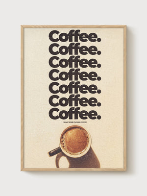 Retro Coffee Typography Poster poster in oak frame