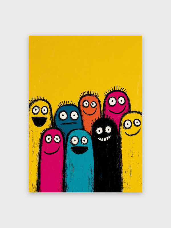 Colorful Quirky Characters Yellow - Digital Download
