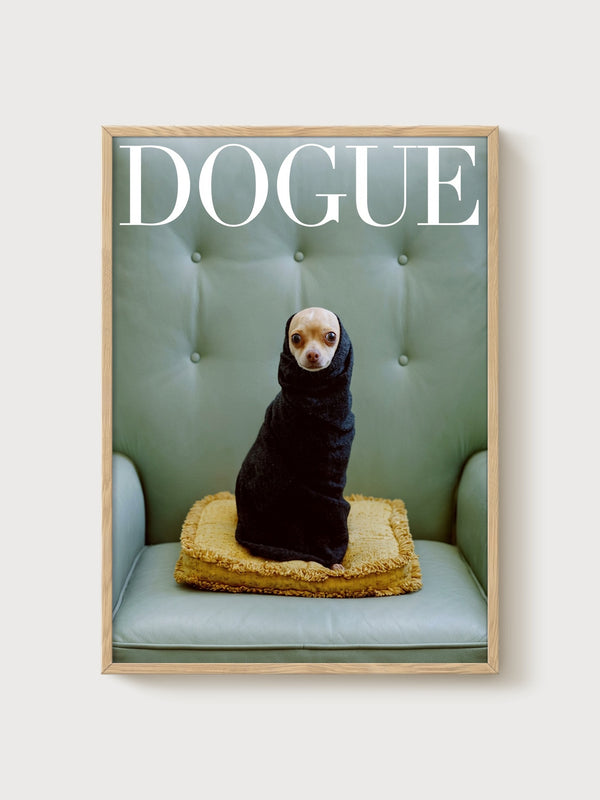 Chihuahua Dog Wall Art poster in oak frame