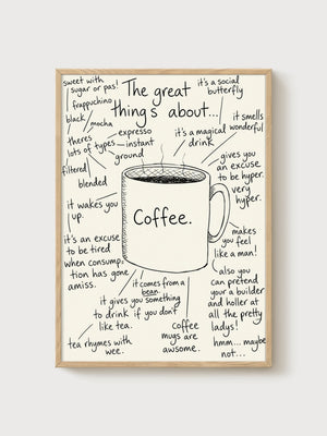 Coffee Poster poster in oak frame