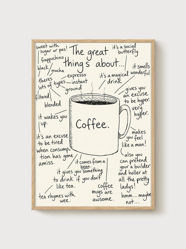 Coffee Poster poster in oak frame