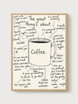 Coffee Poster poster in oak frame