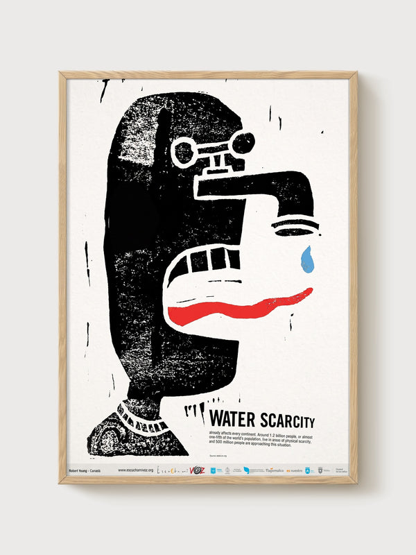 Water Scarcity Bauhaus Poster poster in oak frame