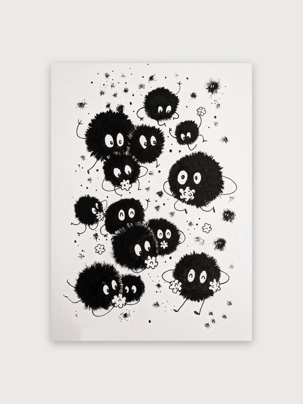 Whimsical Fluffy Creatures With Flowers - Digital Download