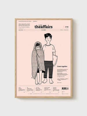 Come Together Line Art Print poster in oak frame