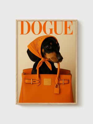 Dachshund Poster poster in oak frame