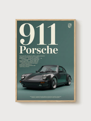 Porsche 911 Poster poster in oak frame