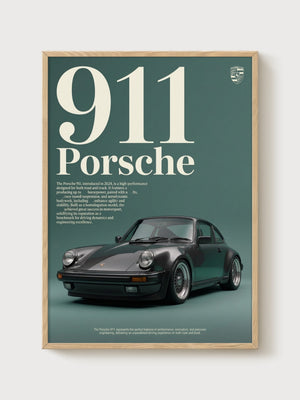 Porsche 911 Poster poster in oak frame