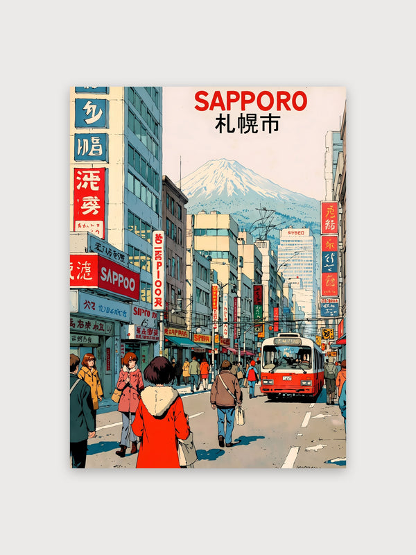Sapporo Retro Urban Street Scene - Digital Download