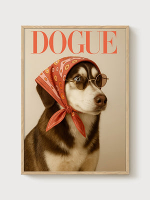 Dogue Husky Vogue Poster poster in oak frame