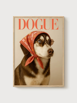 Dogue Husky Vogue Poster poster in oak frame