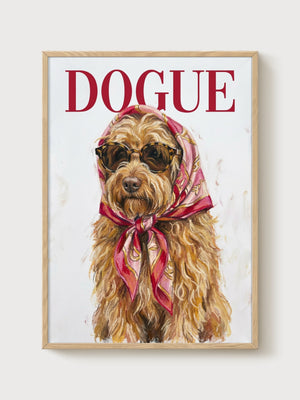 Dogue Fashion Dog Painting poster in oak frame
