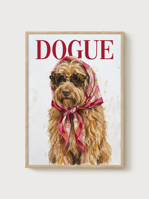 Dogue Fashion Dog Painting poster in oak frame