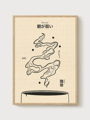 Coffee Wall Art poster in oak frame