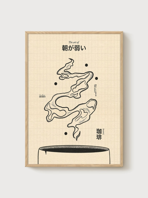 Coffee Wall Art poster in oak frame