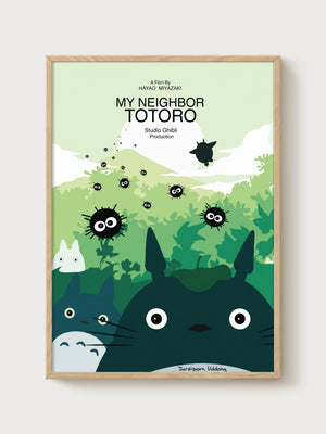 My Neighbor Totoro Poster poster in oak frame