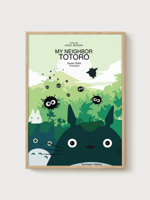 My Neighbor Totoro Poster poster in oak frame