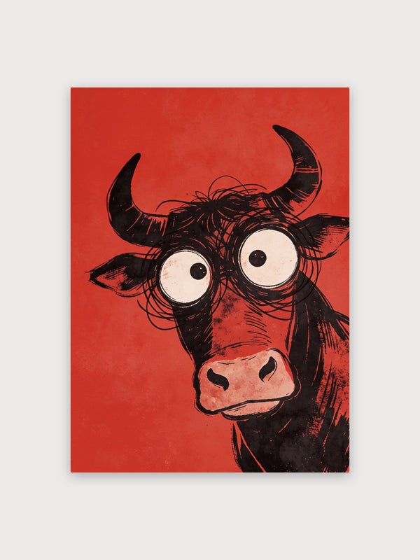 Pop Art Bull Portrait Red - Digital Download
