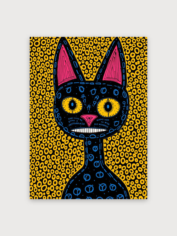 Pop Art Geometric Cat Portrait - Digital Download