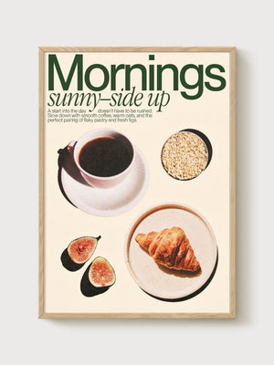Sunny-Side Up Mornings Coffee Poster poster in oak frame