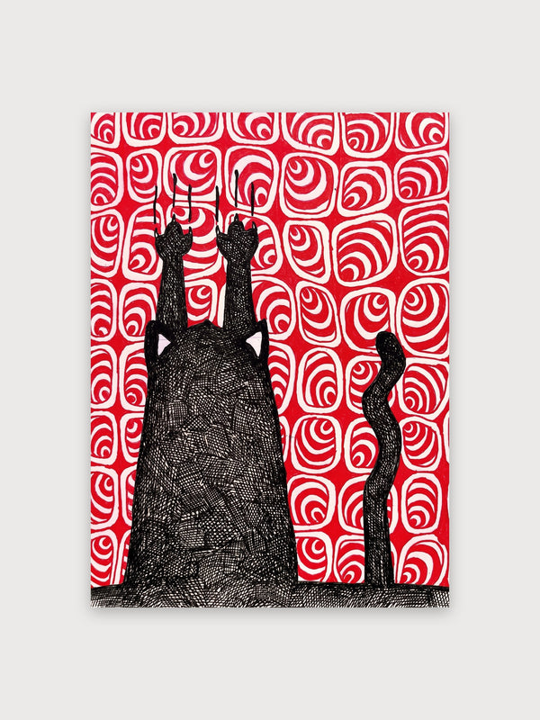 Black Cat Demon Red Surreal - Digital Download