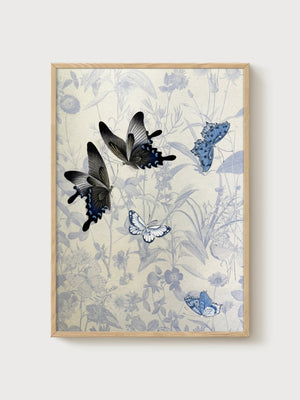 Butterfly Wall Art poster in oak frame