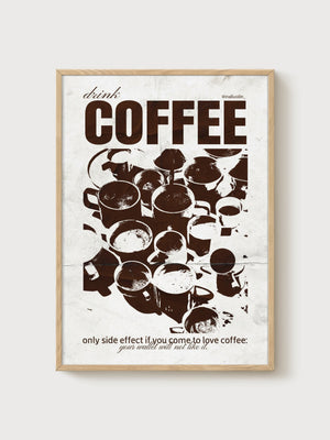 Drink Coffee Retro Poster poster in oak frame