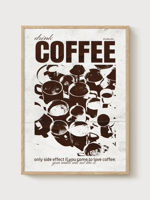 Drink Coffee Retro Poster poster in oak frame