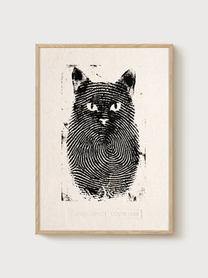 Black Cat Art poster in oak frame
