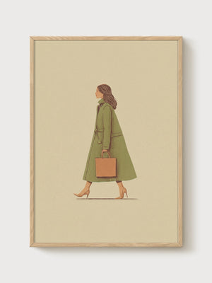 Minimalist Fashion Illustration poster in oak frame