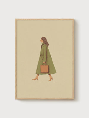 Minimalist Fashion Illustration poster in oak frame