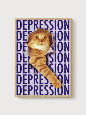 Funny Cat Poster poster in oak frame