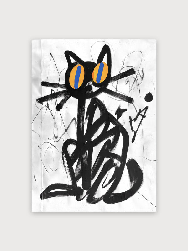 Black Cat Graphic Line Art - Digital Download