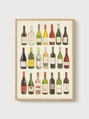 Wine Poster poster in oak frame