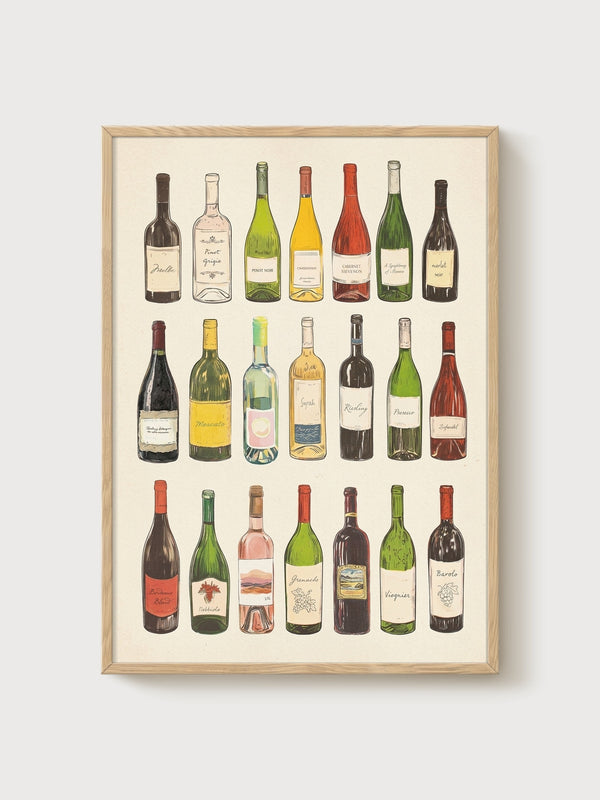 Wine Poster poster in oak frame