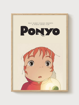 Ponyo Poster poster in oak frame