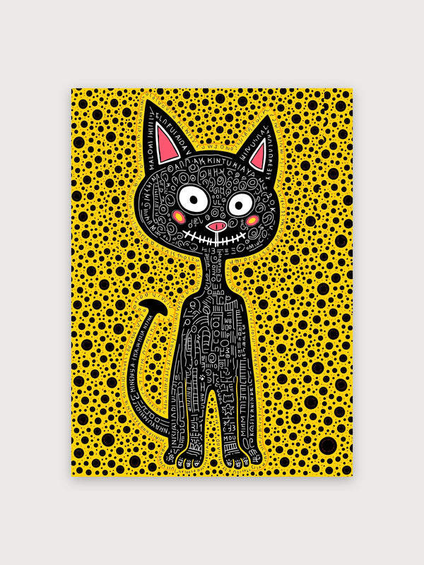 Black Cat Kusama Dots Pop Art - Digital Download