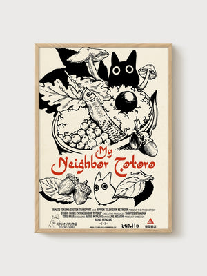 My Neighbor Totoro Poster poster in oak frame