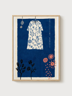 Kimono Floral Poster poster in oak frame