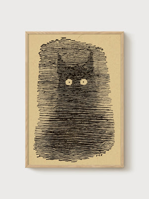 Minimalist Line Art Print poster in oak frame