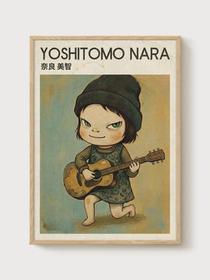 Giant Yoshitomo Nara Print poster in oak frame