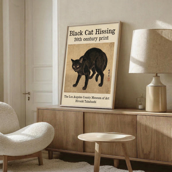 Black Cat Hissing Print