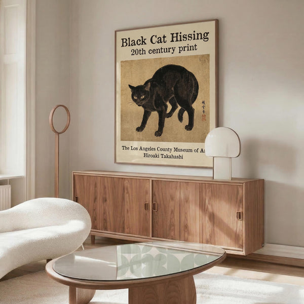 Black Cat Hissing Print
