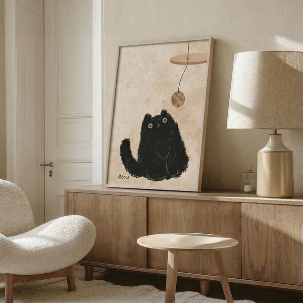 Black Cat Yarn Print