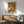 May include: Colorful floral poster with vibrant yellow, orange, green, and white dotted flower patterns in wooden frame, displayed above natural wood sideboard with white ceramic lamp. Mid-century modern sage green armchair with wooden arms sits nearby in bright, sunlit room with white walls and warm shadows.
