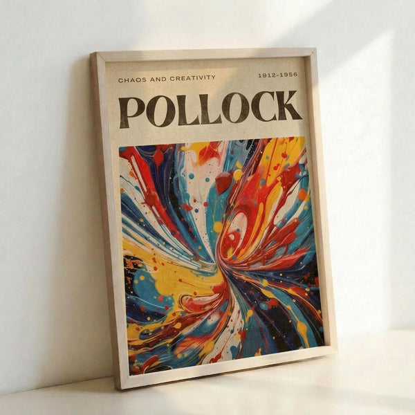 The image is a framed poster with a vibrant abstract painting on the cover.