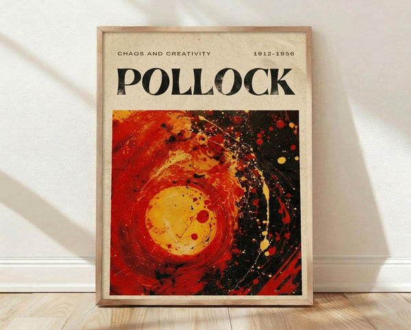 The image is a framed poster with a vibrant abstract painting on the cover.