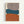 Abstract geometric artwork with three organic, curved shapes stacked vertically - a gray-brown rounded form at top, dark teal curved band in middle, and burnt orange semicircle at bottom, all on cream background. Natural wood frame displays against white wall with subtle shadow.